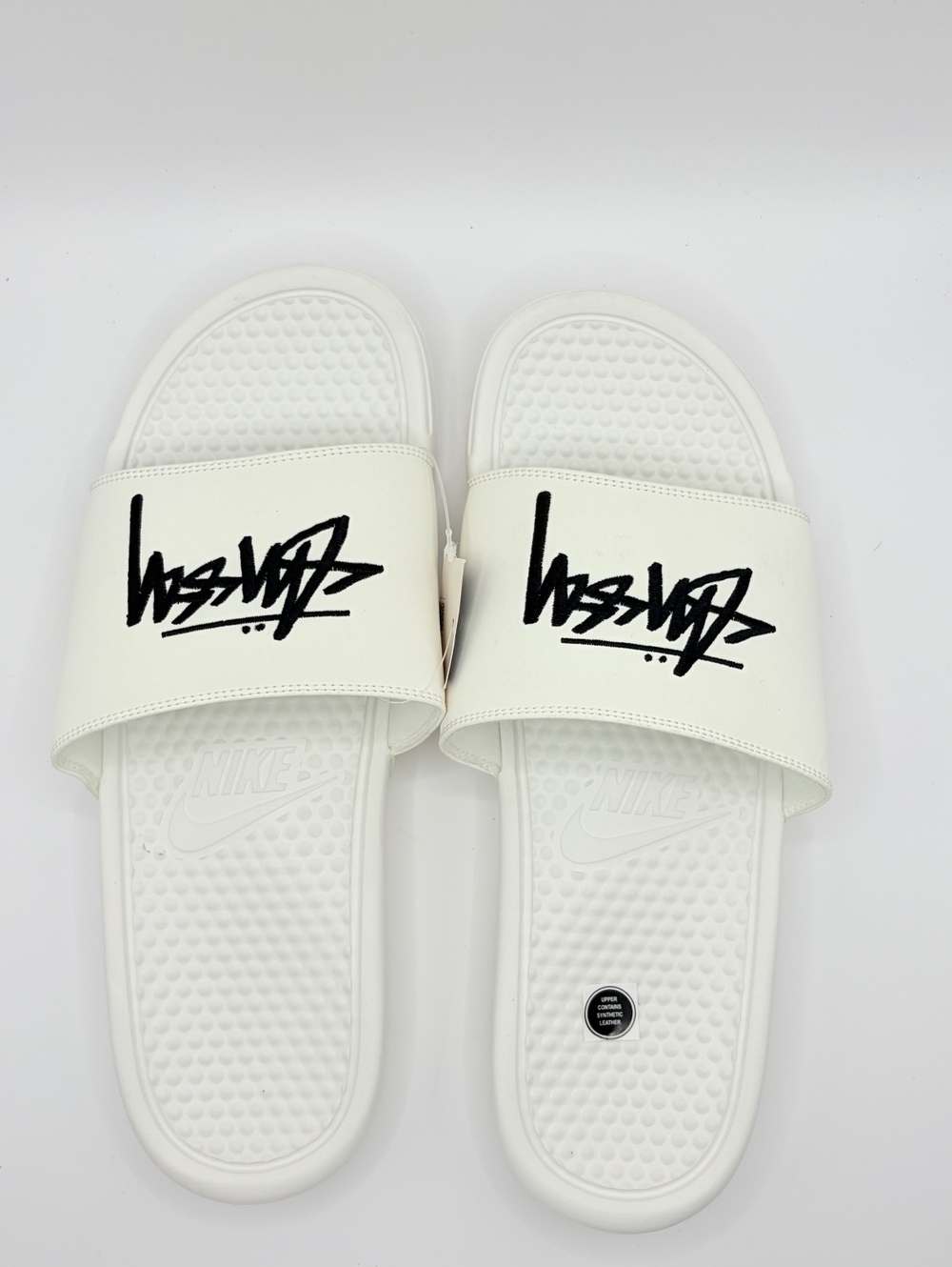 Nike Benassi Stussy Collaboration White Slide Sandals Size 11M